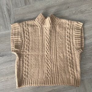 Pink Rose Tan Cable Knit Turtleneck Sweater